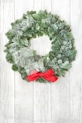 Image of Winter Solstice Wreath with Fir and Red Bow