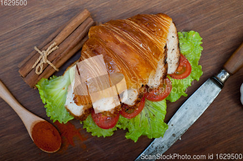 Image of savory croissant brioche bread with chicken breast 