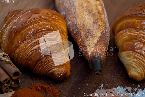 Image of French fresh croissants and artisan baguette tradition