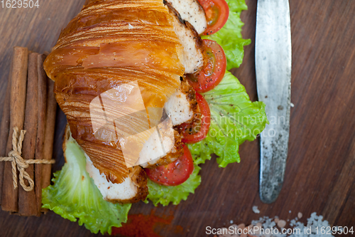 Image of savory croissant brioche bread with chicken breast 