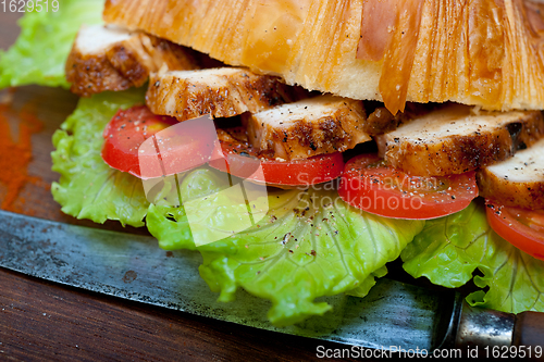 Image of savory croissant brioche bread with chicken breast 