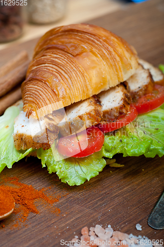 Image of savory croissant brioche bread with chicken breast 