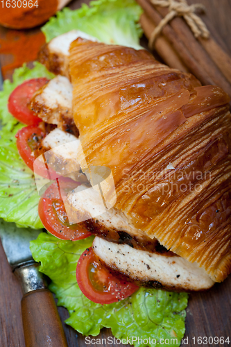 Image of savory croissant brioche bread with chicken breast 