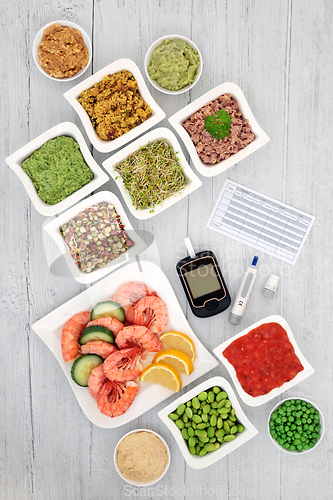 Image of Low Glycemic Testing Devices with Food for Diabetics