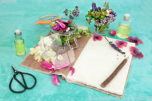 Image of Natural Herbal Medicine with Summer Flowers
