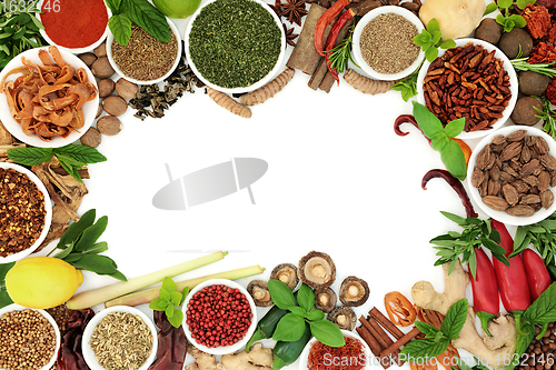 Image of Herb and Spice Seasoning Background Border 