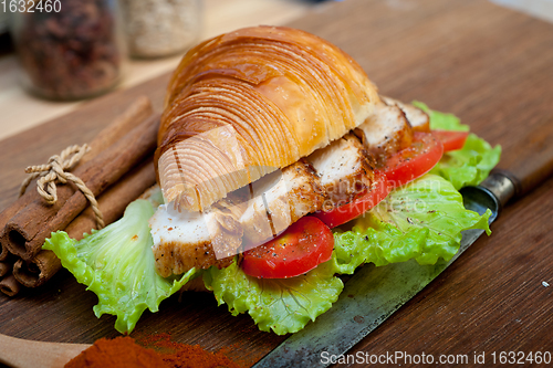 Image of savory croissant brioche bread with chicken breast 