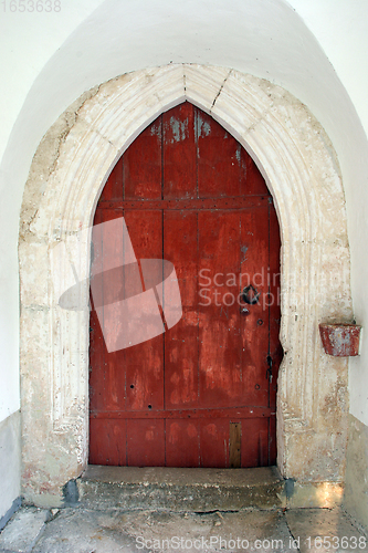 Image of Red church door