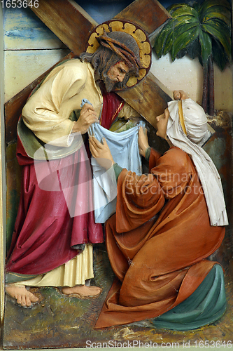 Image of Veronica wipes the face of Jesus