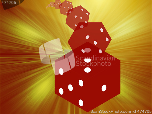 Image of Rolling red dice illustration