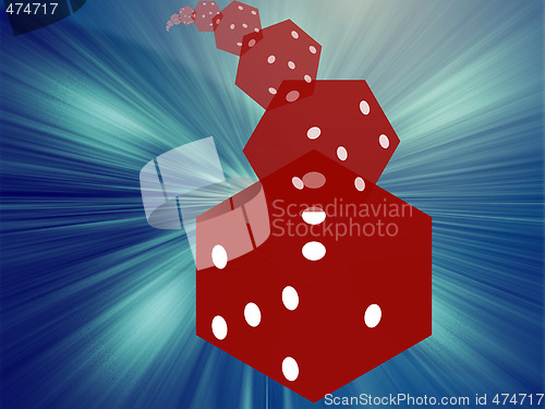 Image of Rolling red dice illustration