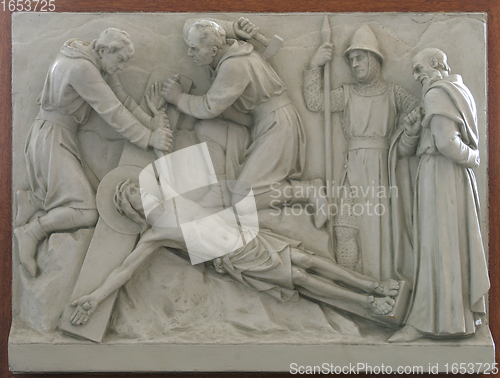 Image of 11th Station of the Cross - Crucifixion: Jesus is nailed to the cross