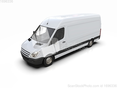 Image of White Commercial Delivery Truck isolated on White Background