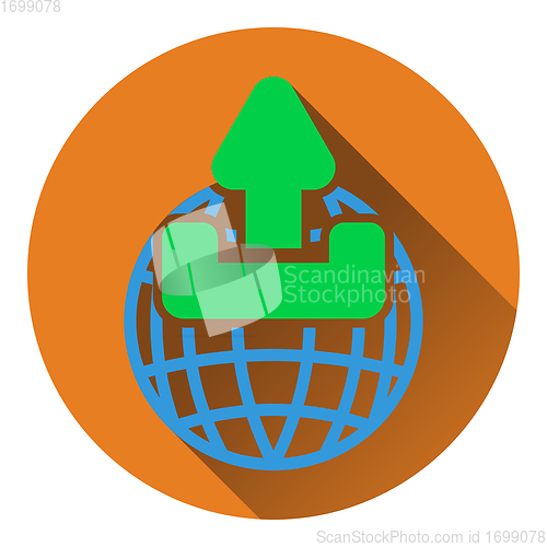 Image of Globe with upload symbol icon