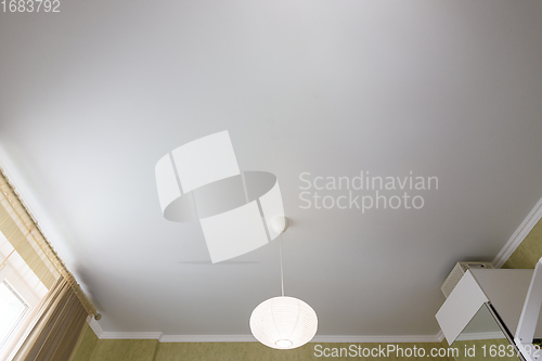 Image of Stretch white matte ceiling close-up in a bedroom