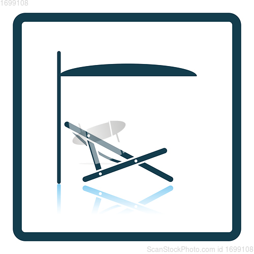 Image of Sea beach recliner with umbrella icon