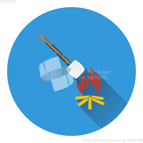 Image of Icon of camping fire with roasting marshmallow 