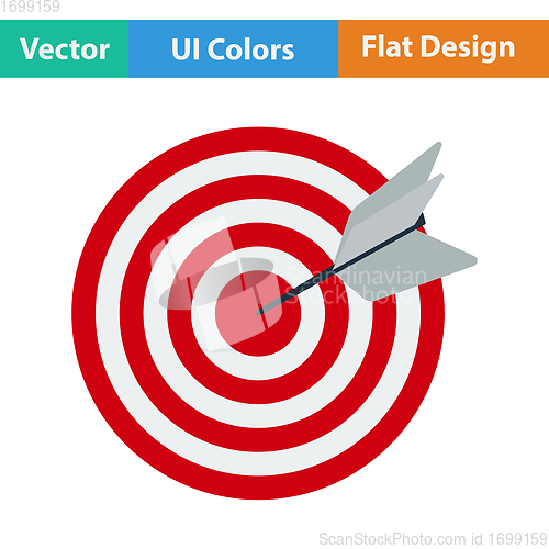 Image of Flat design icon of Target with dart