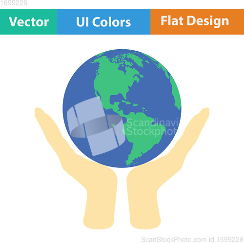 Image of Hands holding planet icon