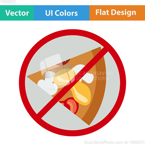 Image of Flat design icon of Prohibited pizza