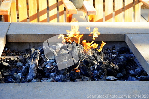 Image of Patio fireplace.