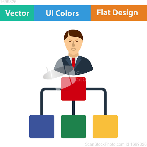 Image of Flat design icon of Head businessman with scheme