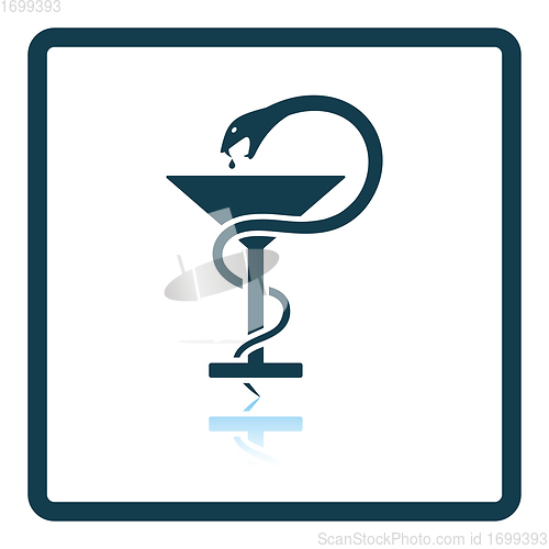 Image of Medicine sign with snake and glass icon