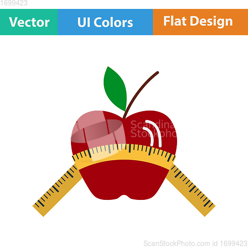 Image of Flat design icon of Apple with measure tape