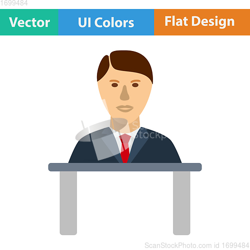 Image of Flat design icon of Businessman avatar on a table
