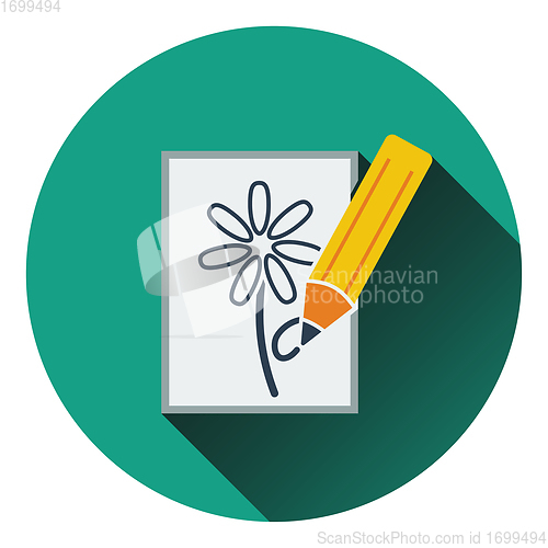 Image of Flat design icon of Sketch with pencil in ui colors