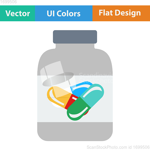 Image of Flat design icon of Fitness pills in container