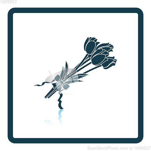 Image of Tulips bouquet icon with tied bow