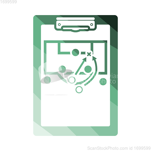Image of Soccer coach tablet with scheme of game icon