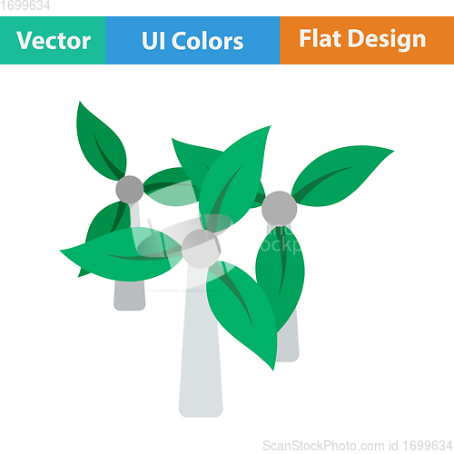 Image of Wind mill with leaves in blades icon