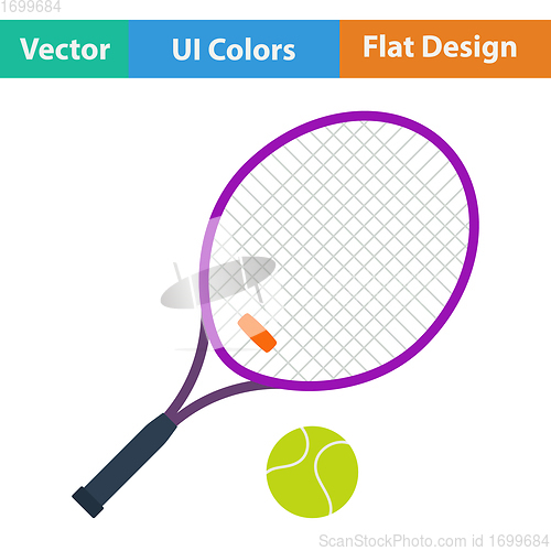 Image of Flat design icon of Tennis rocket and ball