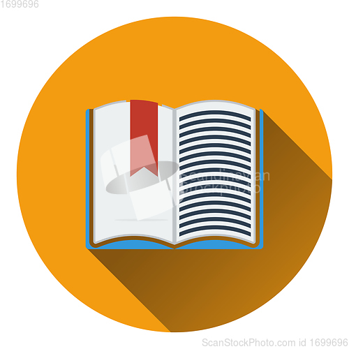 Image of Flat design icon of Open book with bookmark in ui colors