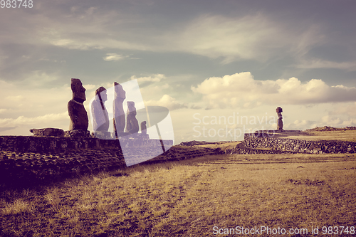 Image of Moais statues, ahu ko te riku, easter island