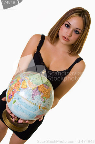 Image of Woman holding globe