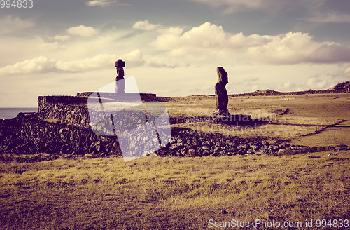 Image of Moais statues, ahu vai ure, easter island