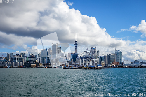 Image of Auckland view from the sea, New Zealand