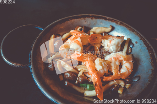 Image of Shrimp teppanyaki, japanese traditional hot plate food