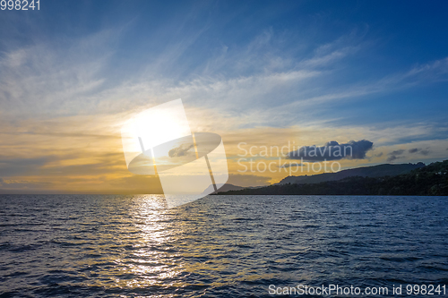 Image of Taupo Lake at sunset, New Zealand