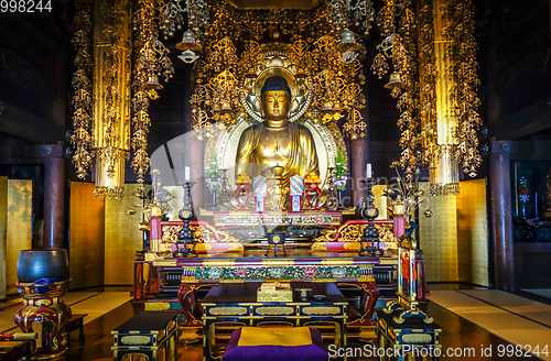 Image of Golden Buddha in Chion-In Temple, Kyoto, Japan