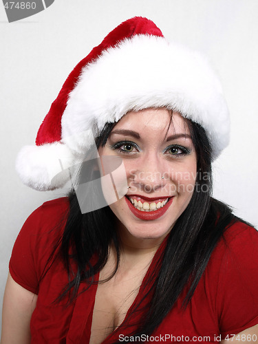 Image of Brunette in Santa Hat