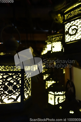 Image of Lanterns lighting in the dark, Kasuga-Taisha Shrine, Nara, Japan