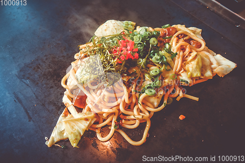 Image of Yakisoba teppanyaki, japanese traditional hot plate food