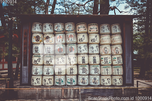 Image of Kazaridaru barrels in Heian Jingu Shrine, Kyoto, Japan