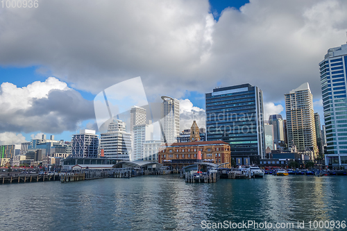 Image of Auckland view from the sea, New Zealand