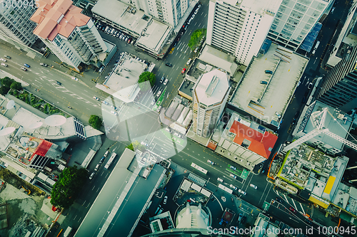 Image of Auckland buildings aerial view, New Zealand