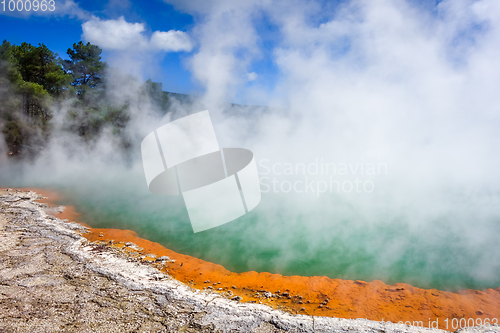 Image of Champagne Pool hot lake in Waiotapu, Rotorua, New Zealand